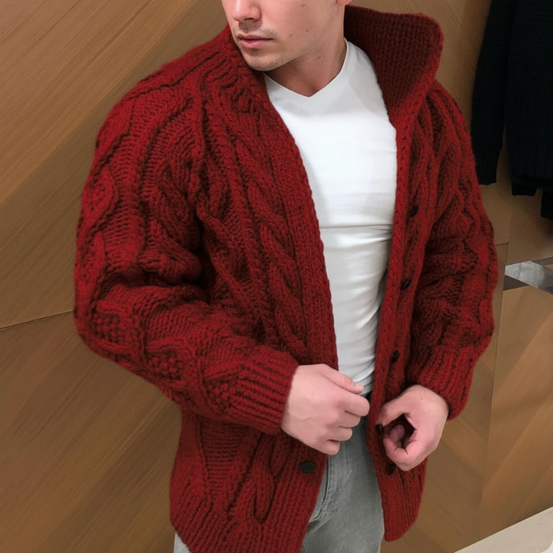 Men's Chunky Cable Knit Cardigan – Winter Style