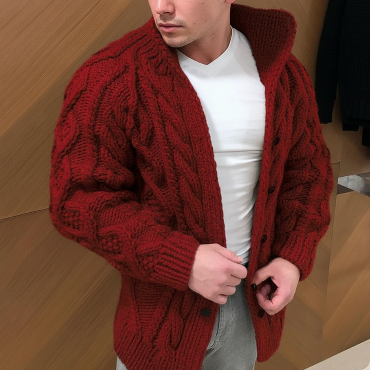 Men's Chunky Cable Knit Cardigan – Winter Style