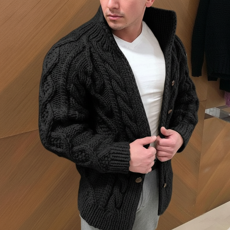 Men's Chunky Cable Knit Cardigan – Winter Style