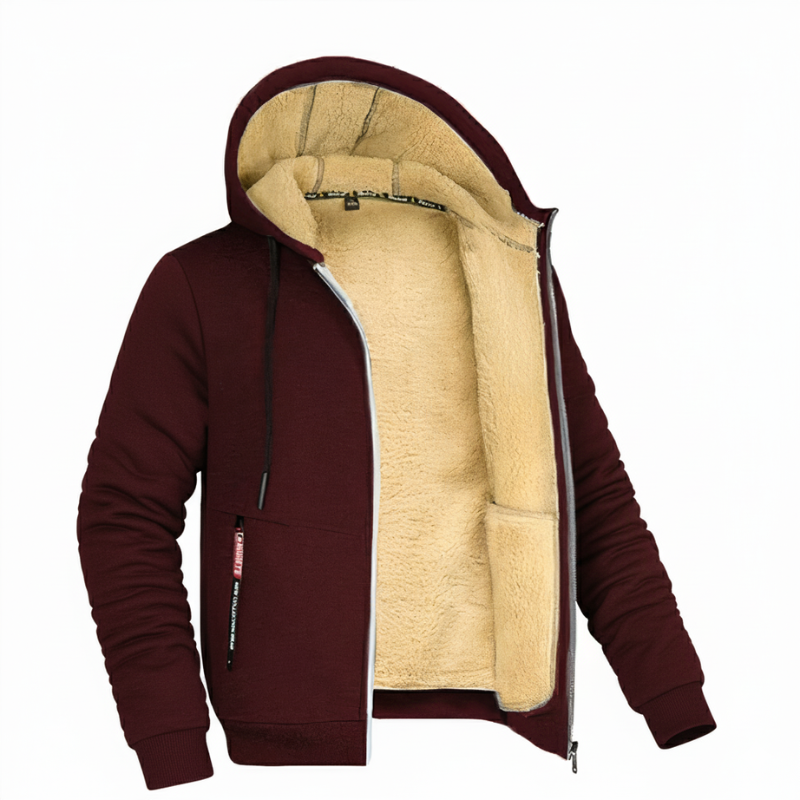 Men's Fleece-Lined Hoodie – Full Zip Sweatshirt for Cold Weather