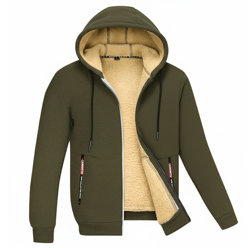 Men's Fleece-Lined Hoodie – Full Zip Sweatshirt for Cold Weather