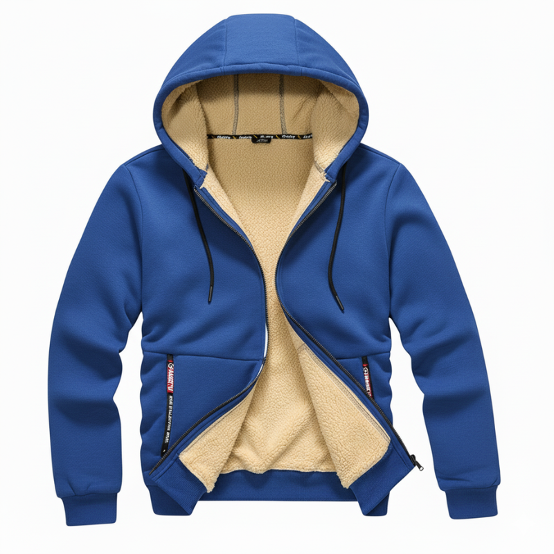Men's Fleece-Lined Hoodie – Full Zip Sweatshirt for Cold Weather
