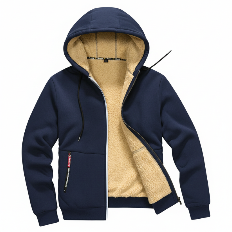 Men's Fleece-Lined Hoodie – Full Zip Sweatshirt for Cold Weather