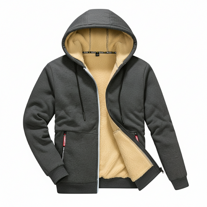 Men's Fleece-Lined Hoodie – Full Zip Sweatshirt for Cold Weather