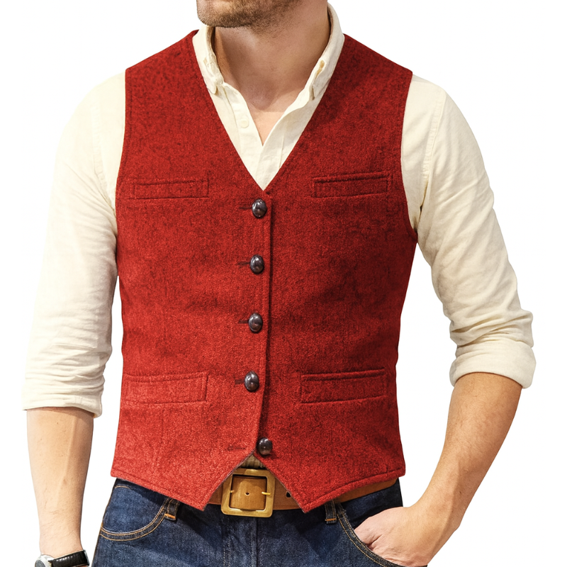 Men's Herringbone Vest – Classic Layer for Casual Style