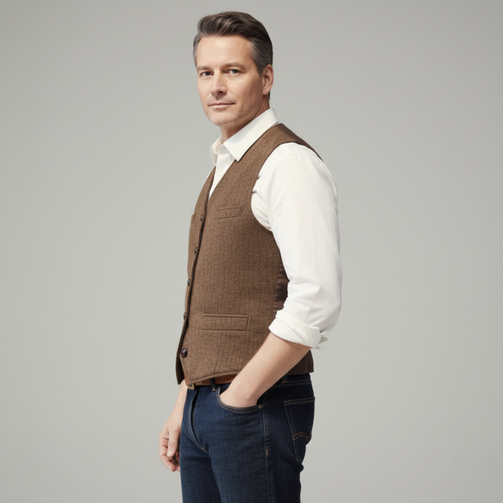 Men's Herringbone Vest – Classic Layer for Casual Style