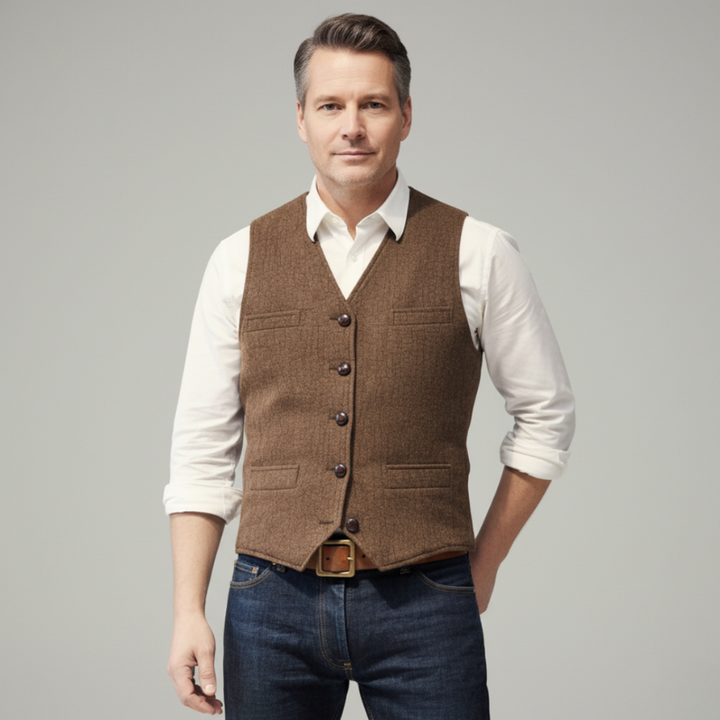 Men's Herringbone Vest – Classic Layer for Casual Style