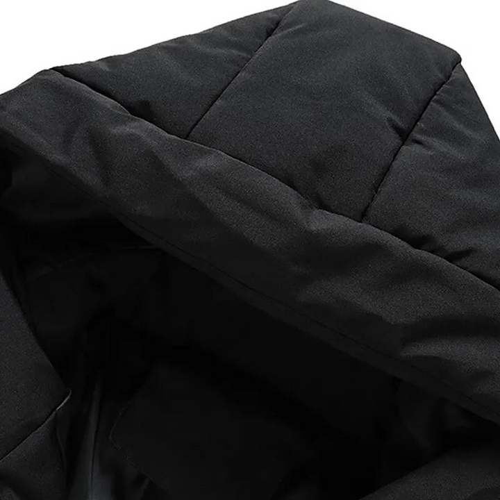 Men's Hooded Puffer Jacket – Winter Coat with Zipper Pockets