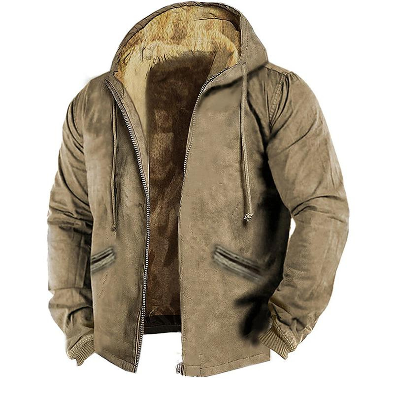 Men's Hooded Winter Jacket – Sherpa Lined Full-Zip Design