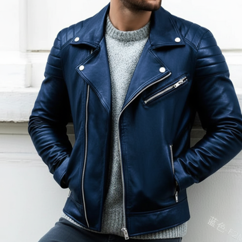 Men's Leather Biker Jacket – Slim Fit Classic Motorcycle Style
