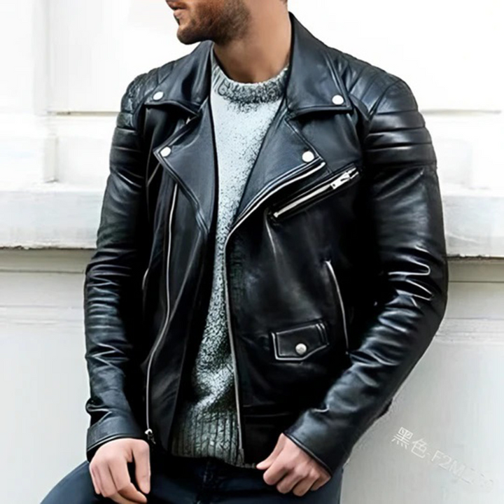 Men's Leather Biker Jacket – Slim Fit Classic Motorcycle Style