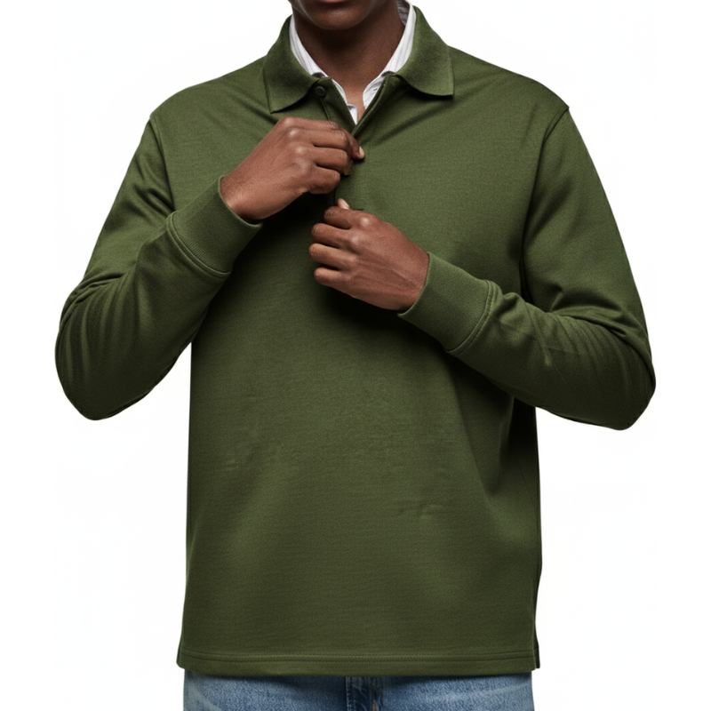 Men's Long Sleeve Polo Shirt – Casual Versatile Style
