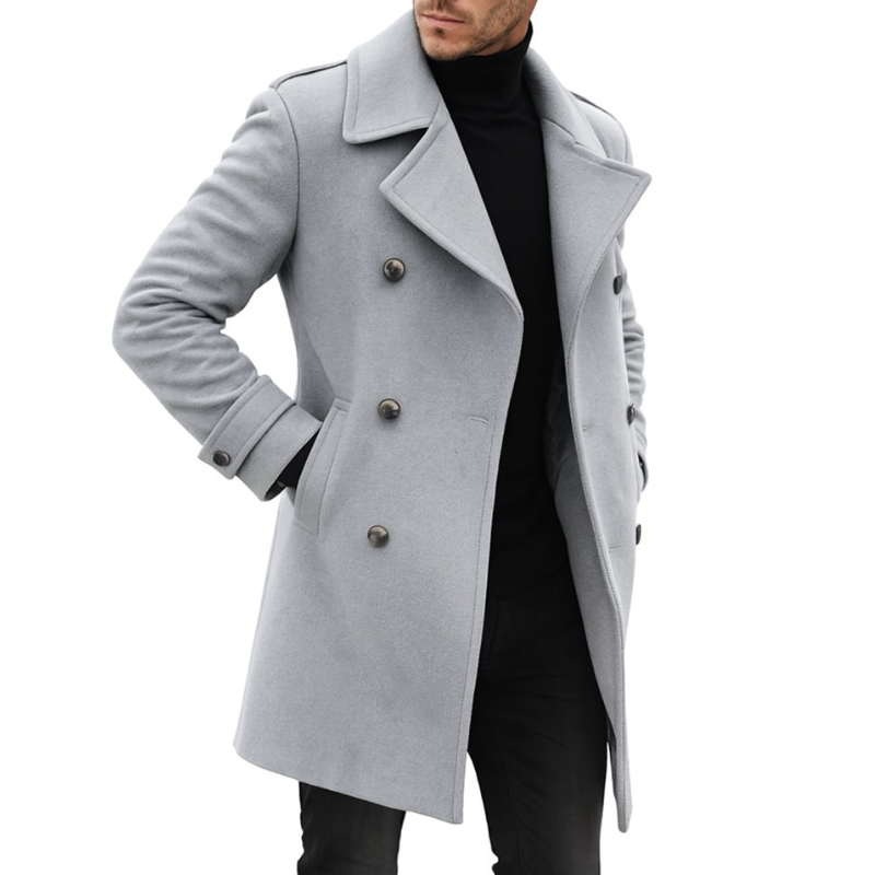 Men's Peacoat – Double-Breasted Winter Coat for Smart Style