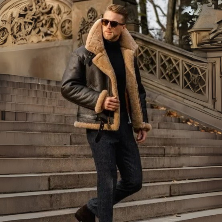 Men's Winter Pilot Aviator Jacket – Stylish Coat with Adjustable Fit