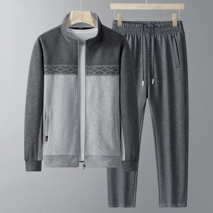 Men's Tracksuit Set – Geometric Design Jacket & Pants for Active Style