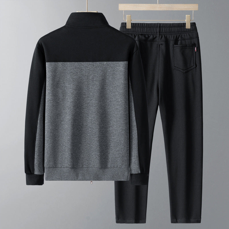 Men's Tracksuit Set – Geometric Design Jacket & Pants for Active Style