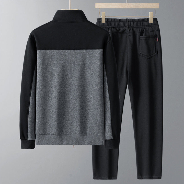 Men's Tracksuit Set – Geometric Design Jacket & Pants for Active Style