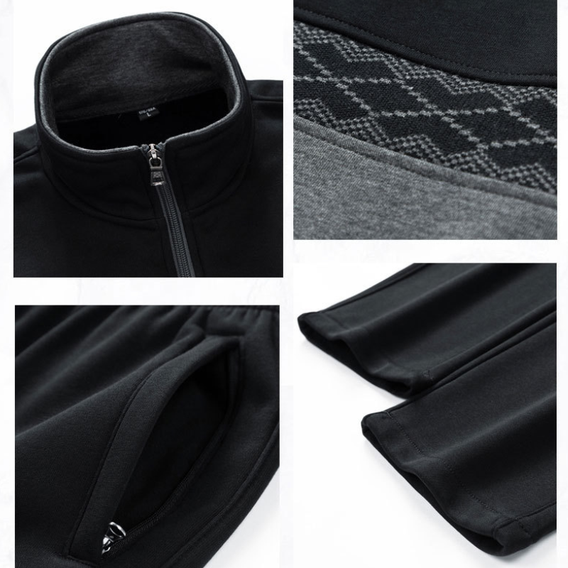 Men's Tracksuit Set – Geometric Design Jacket & Pants for Active Style
