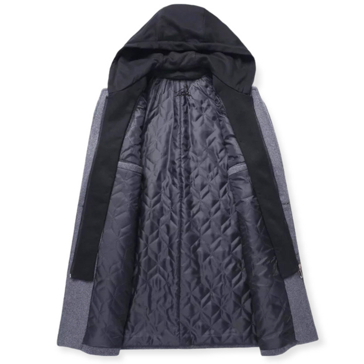 Men's Trench Coat – Double-Breasted Winter Coat with Detachable Hood