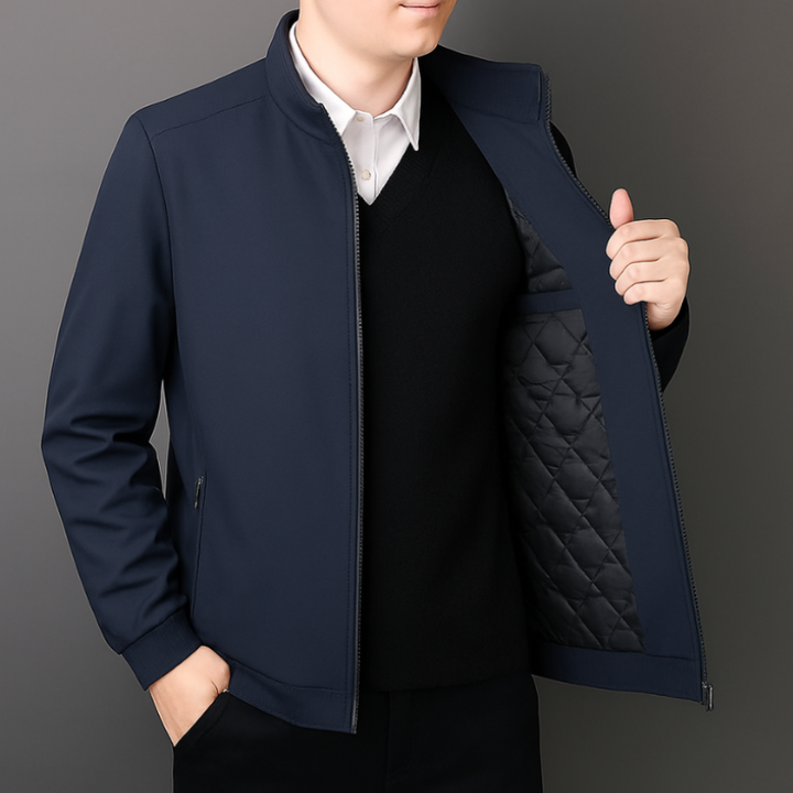Men's Winter Jacket – High Neck Zip-Up Long Sleeve Design