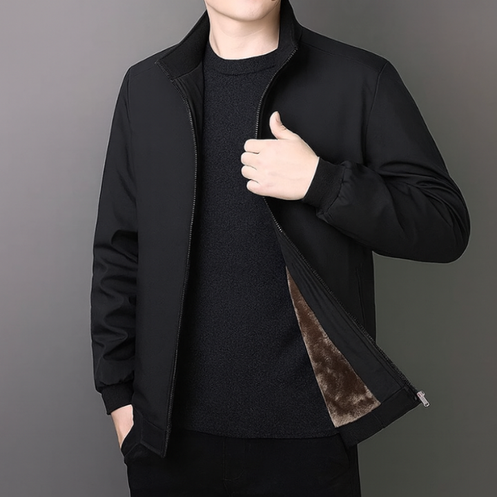 Men's Winter Jacket – High Neck Zip-Up Long Sleeve Design