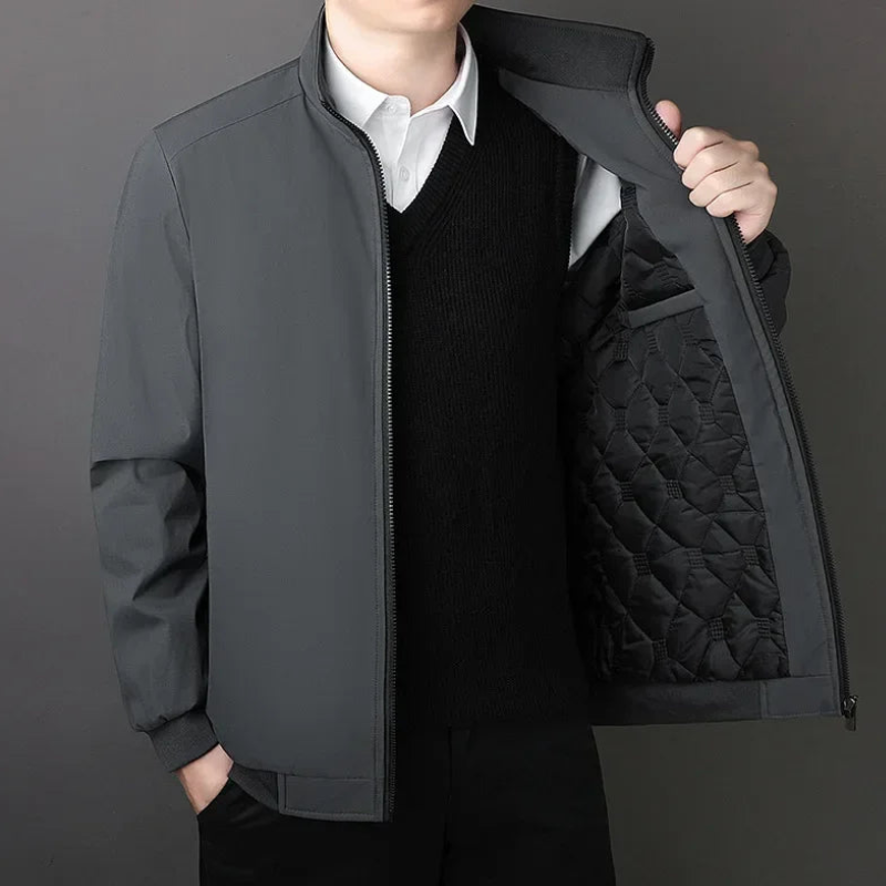 Men's Winter Jacket – High Neck Zip-Up Long Sleeve Design