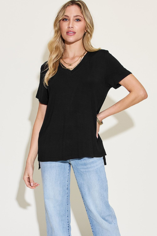 Mila | Women's Full Size V-Neck High-Low T-Shirt