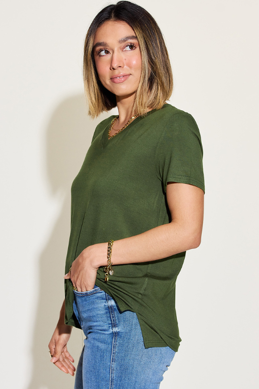 Mila | Women's Full Size V-Neck High-Low T-Shirt