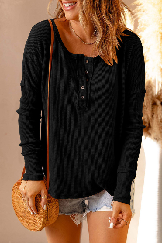 Mila | Women's Half Button Drop Shoulder T-Shirt