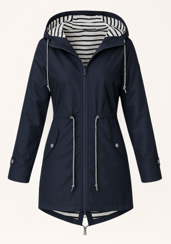 Navy Blue Women's Adjustable Fit Waterproof Rain Jacket 
