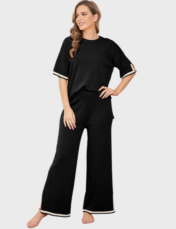 Women’s Knit Crewneck & Wide-Leg Lounge Set