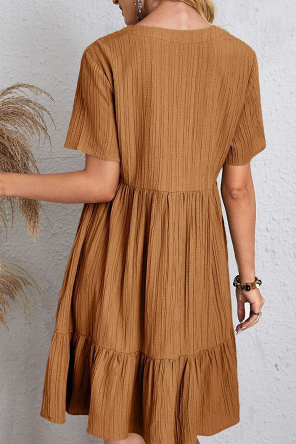 Full Size V-Neck Short Sleeve Dress