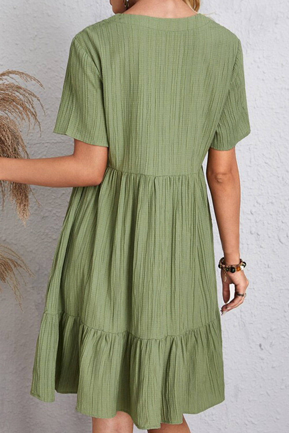 Full Size V-Neck Short Sleeve Dress