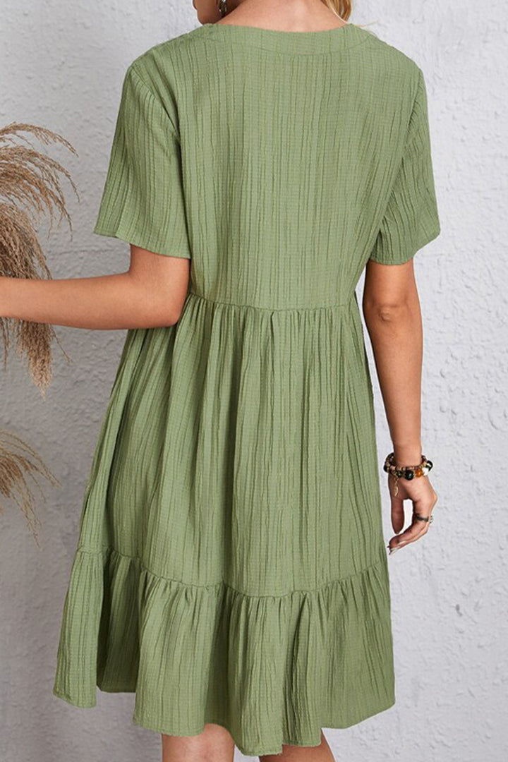 Full Size V-Neck Short Sleeve Dress