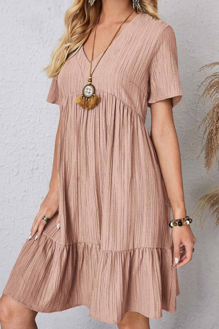 Full Size V-Neck Short Sleeve Dress