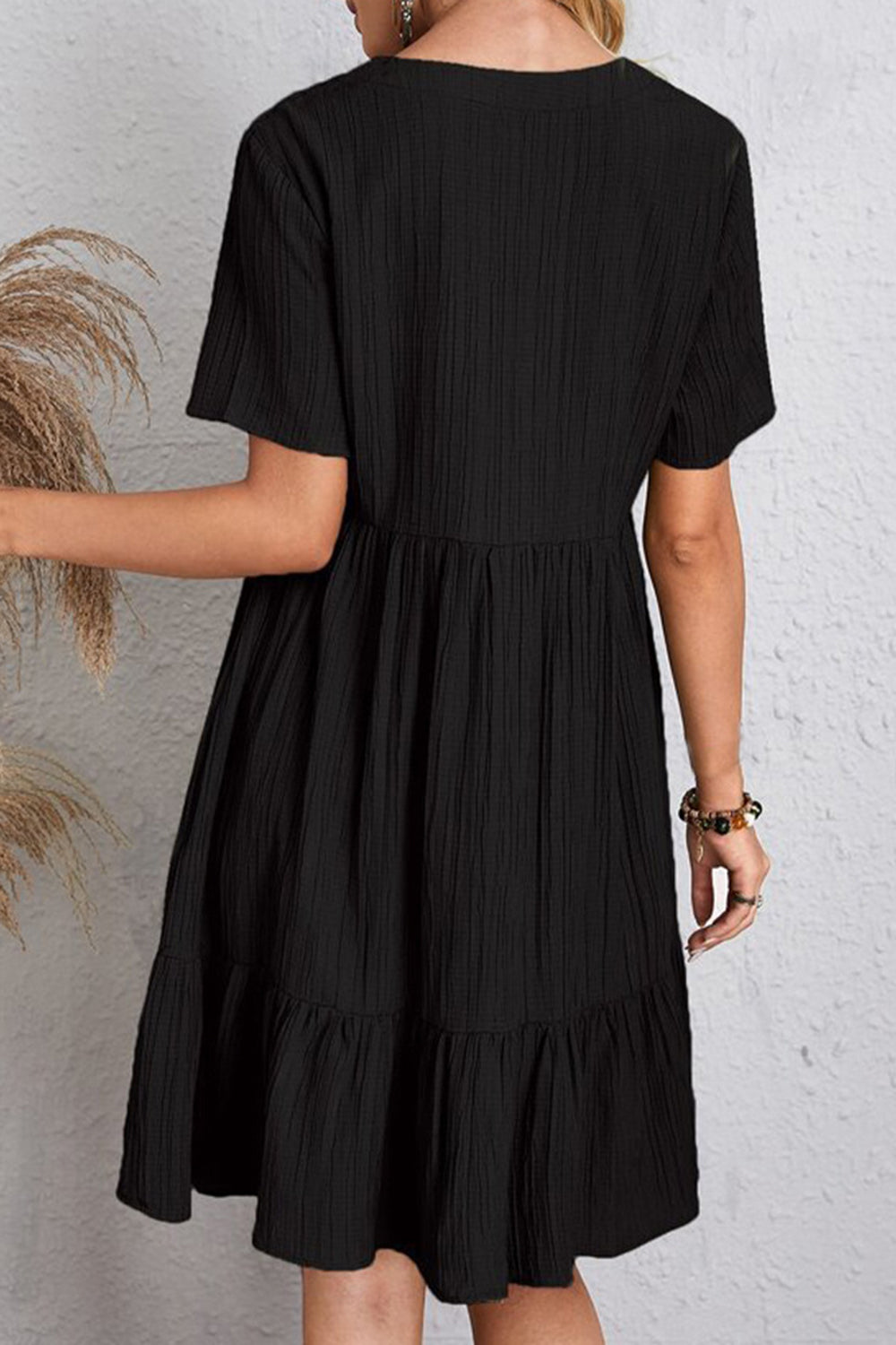 Full Size V-Neck Short Sleeve Dress