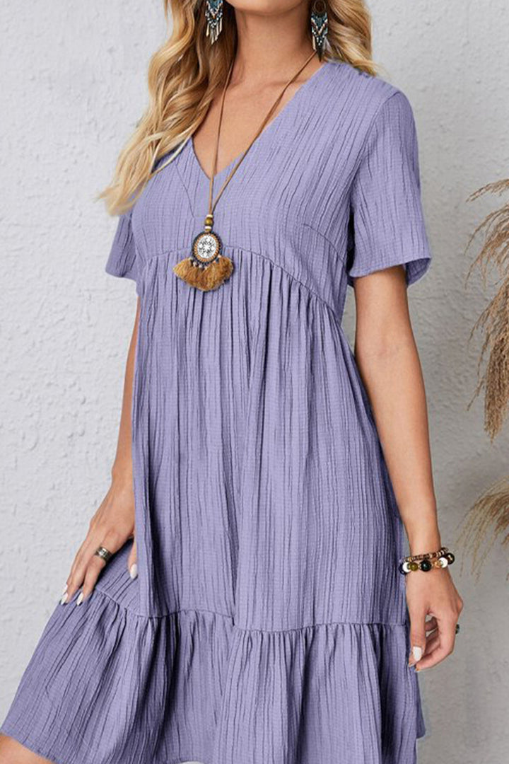 Full Size V-Neck Short Sleeve Dress