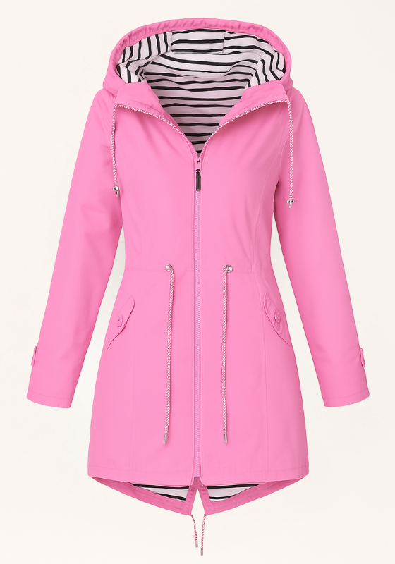 Pink Blue Women's Adjustable Fit Waterproof Rain Jacket 