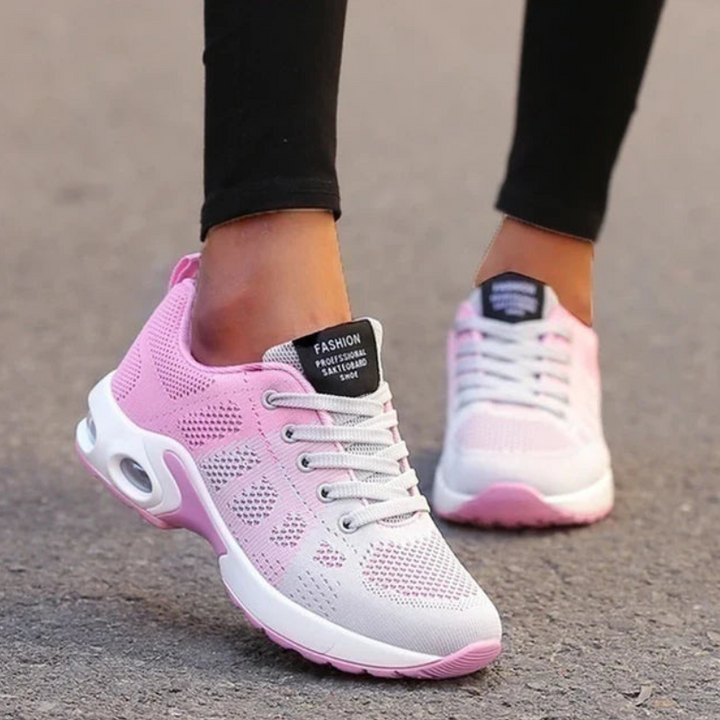 Pink Women's Lightweight Comfort Active Sneakers on model