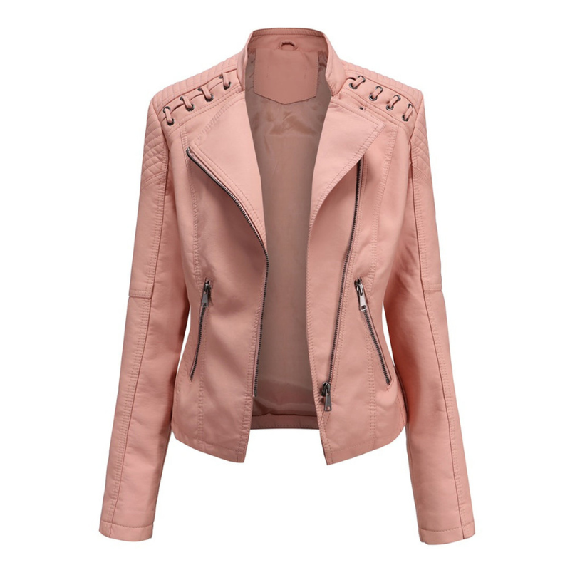 Pink Women’s Sleek & Structured PU Leather Jacket