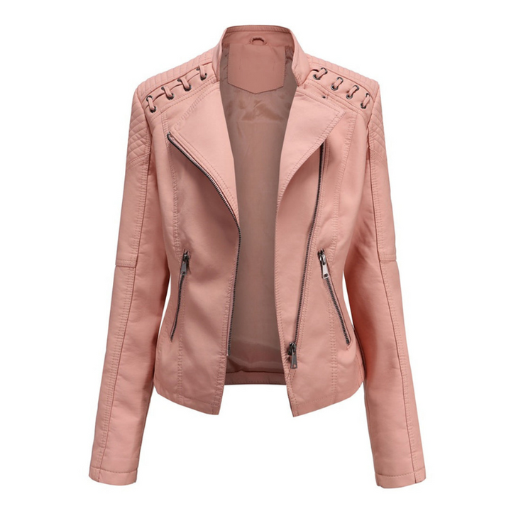 Pink Women’s Sleek & Structured PU Leather Jacket