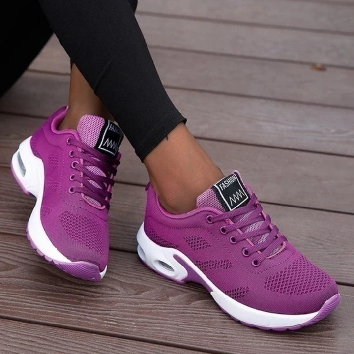 Purple Women's Lightweight Comfort Active Sneakers on model