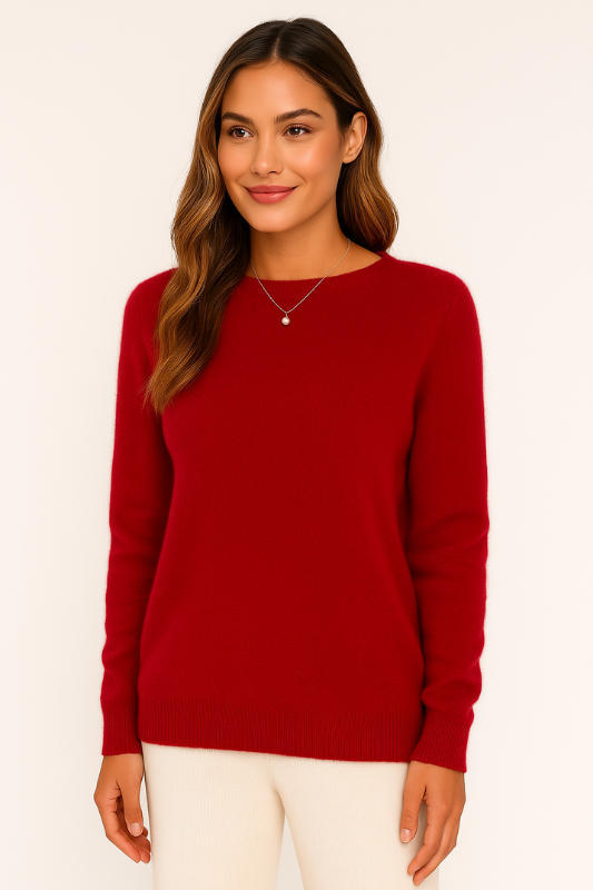 Red Women’s Everyday Lightweight Knit Sweater with Comfort and Style on the model
