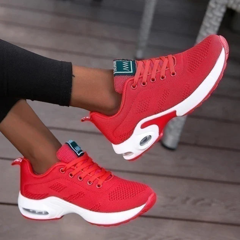 Red Women's Lightweight Comfort Active Sneakers on model