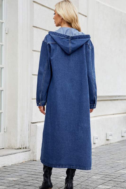 Riley | Women's Button Up Long Sleeve Hooded Denim Outerwear
