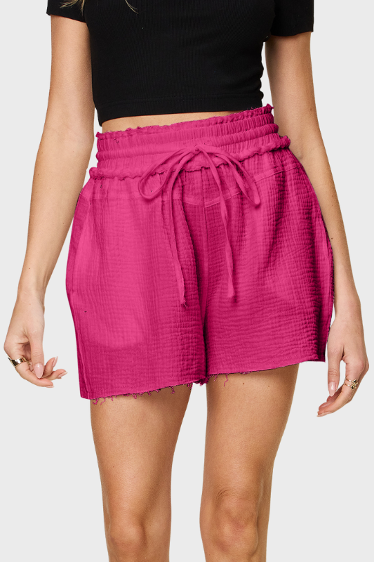 Riley | Women's Texture Raw Trim Drawstring Shorts