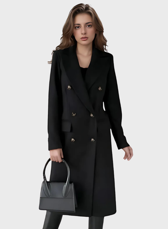Women’s Double-Breasted Tailored Fit Long Coat
