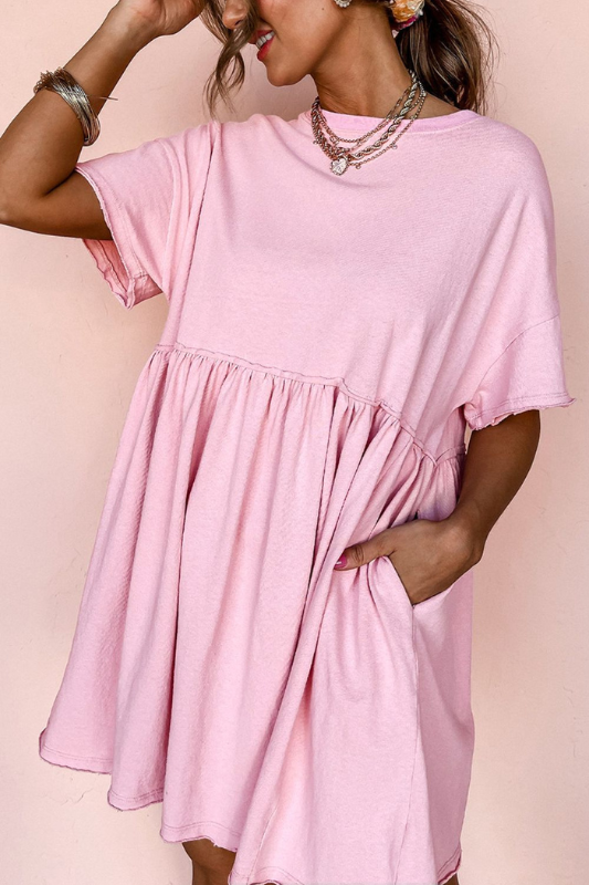 Round Neck Half Sleeve Mini Dress