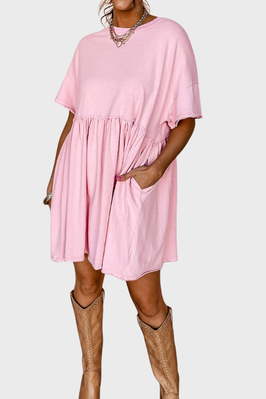 Round Neck Half Sleeve Mini Dress