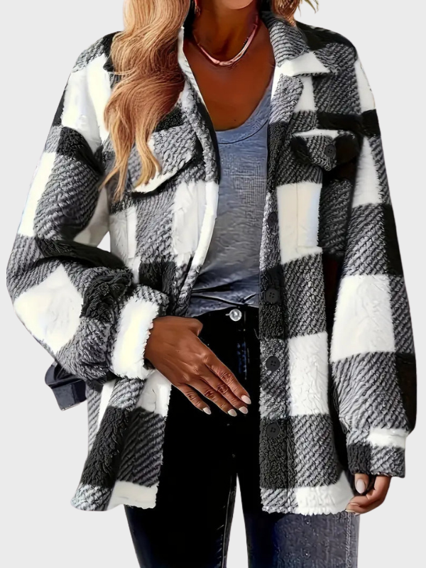 Women’s Winter Plaid Long Sleeve Classic Fit Jacket